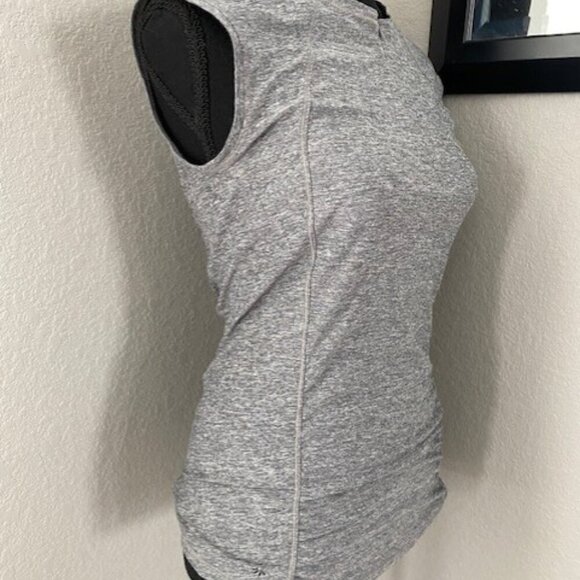 ATHLETA Pacifica Heather Gray Grey Contour Ruched 1/4 Zip Tank Top XS - Picture 5 of 12